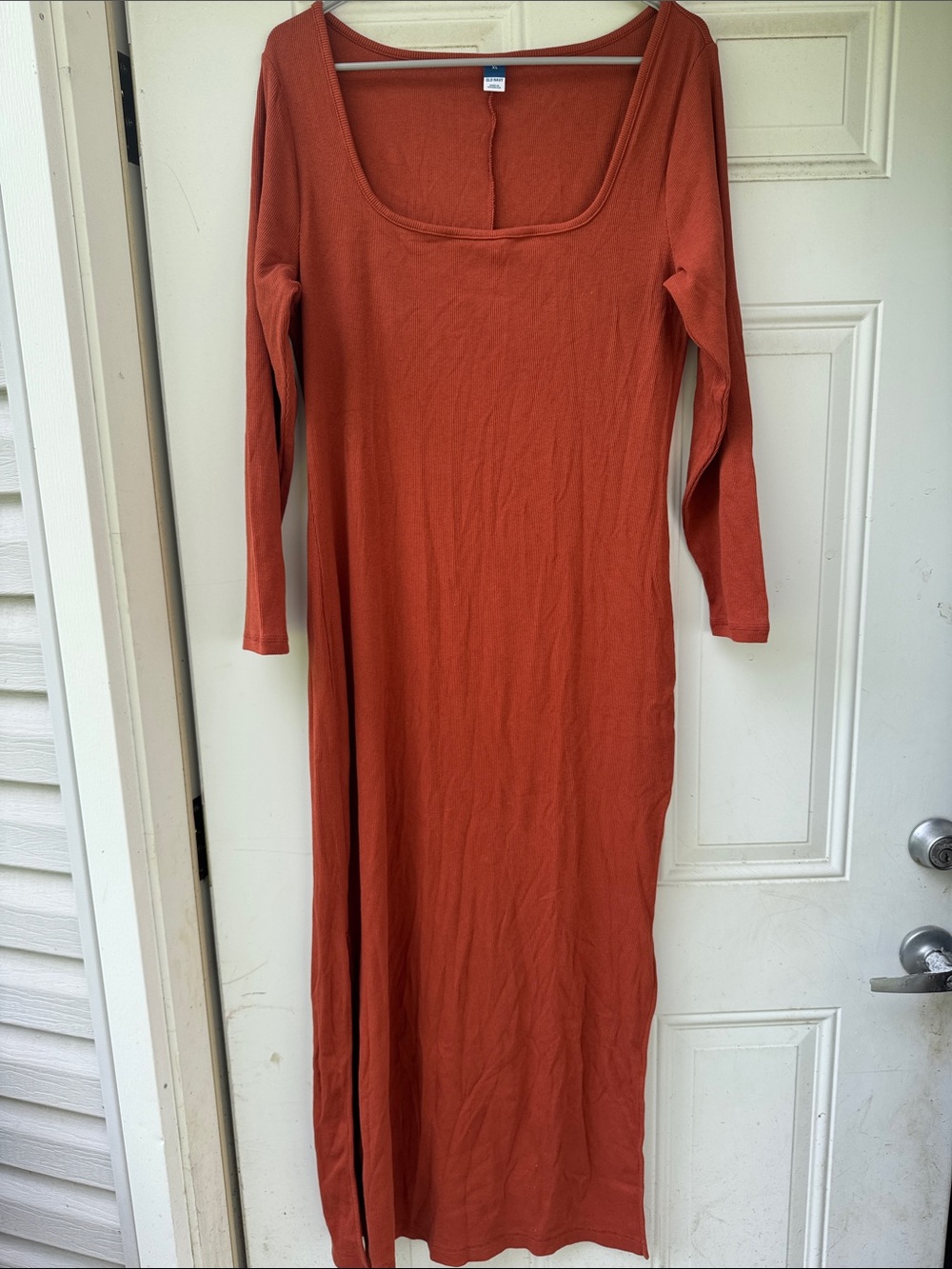 Old Navy Long Scoop-Neck Maxi Dress in Rust Orange